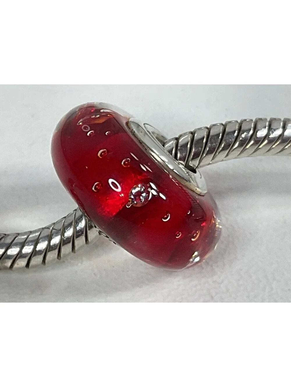 Pandora Red Murano Effervescence Charm Retired.